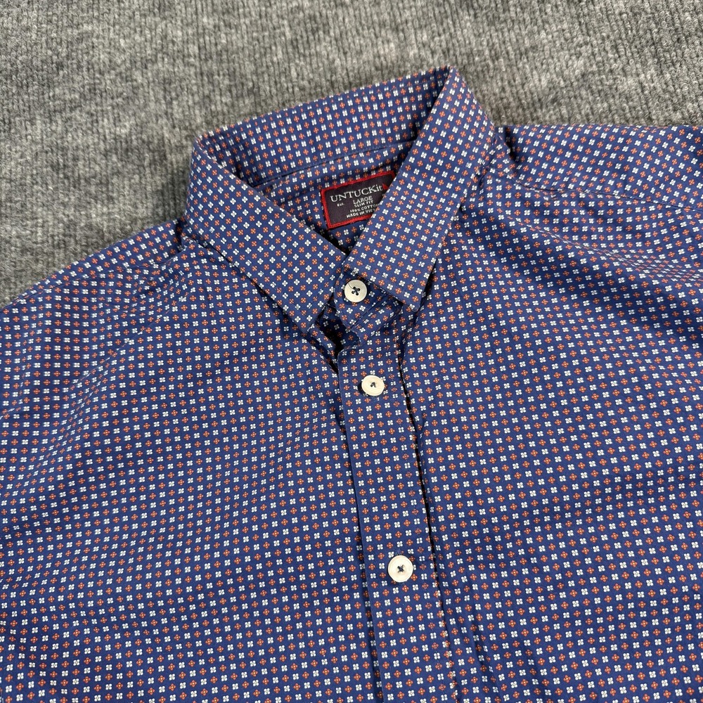 UNTUCKit Shirt Mens Large Blue Floral Slim Fit Button Down Long Sleeve Casual